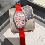 Franck Muller Vanguard V32 White Face Red Band Imported Movement 32*42mm Diamond Watch